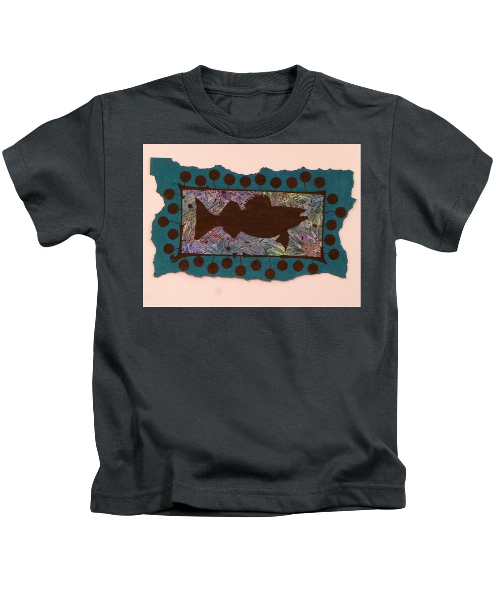 Black Kids T-Shirt featuring the painting Walleye Silhouette by Christopher Schranck
