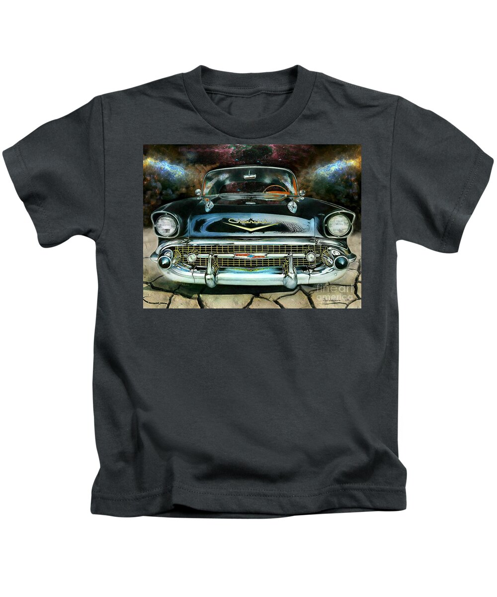 57 Chevy Kids T-Shirt featuring the mixed media Warp Nine by David Neace