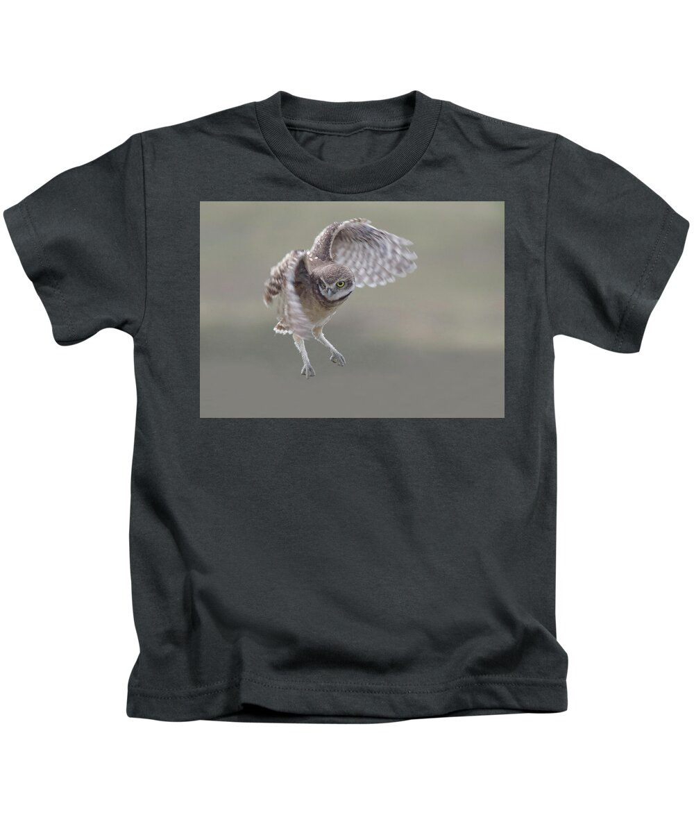 Burrowing Owlet Kids T-Shirt featuring the photograph Watch Me Now. by Evelyn Garcia
