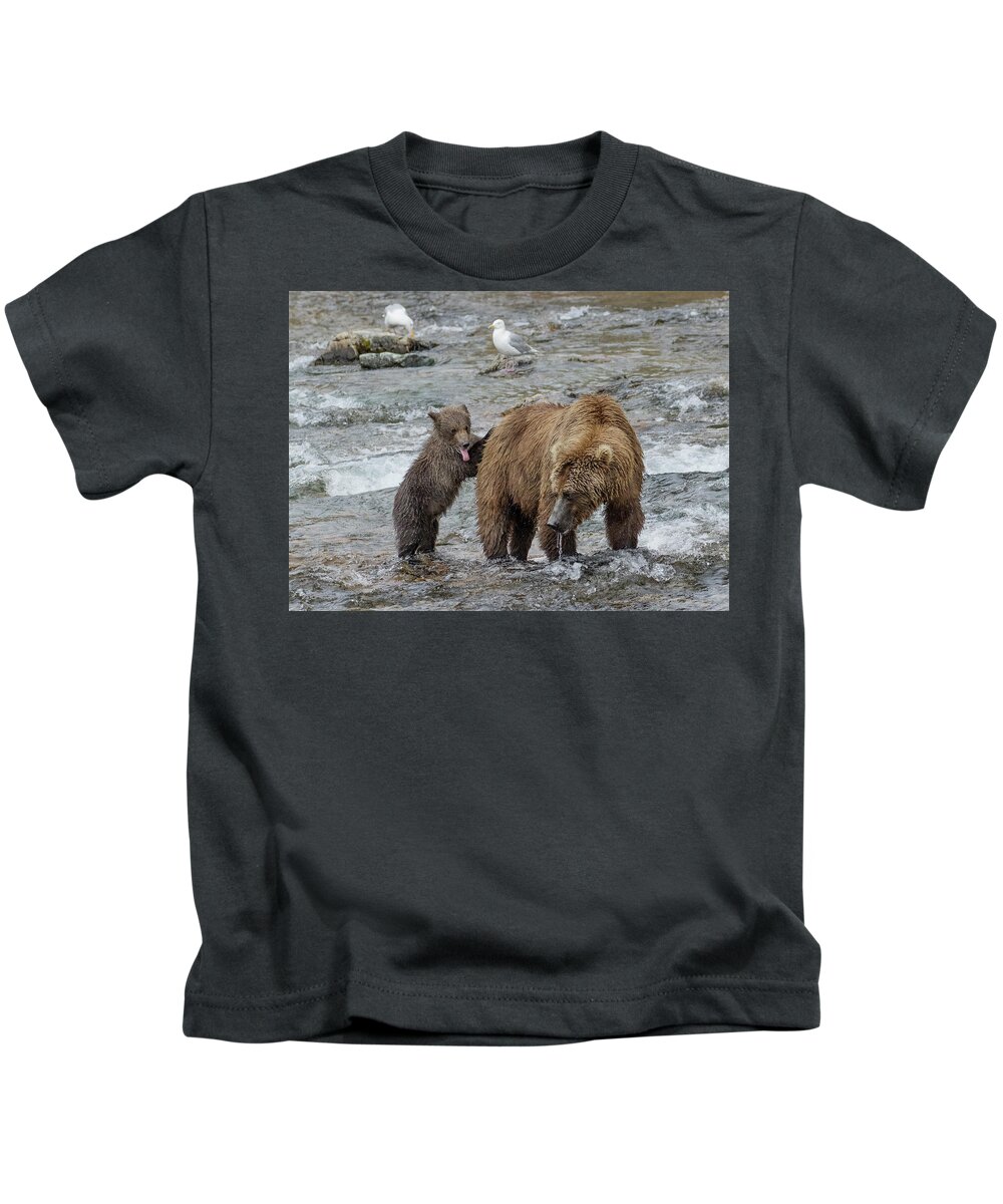 Alaska Kids T-Shirt featuring the photograph Watching for the Sockeye Salmon by Cheryl Strahl