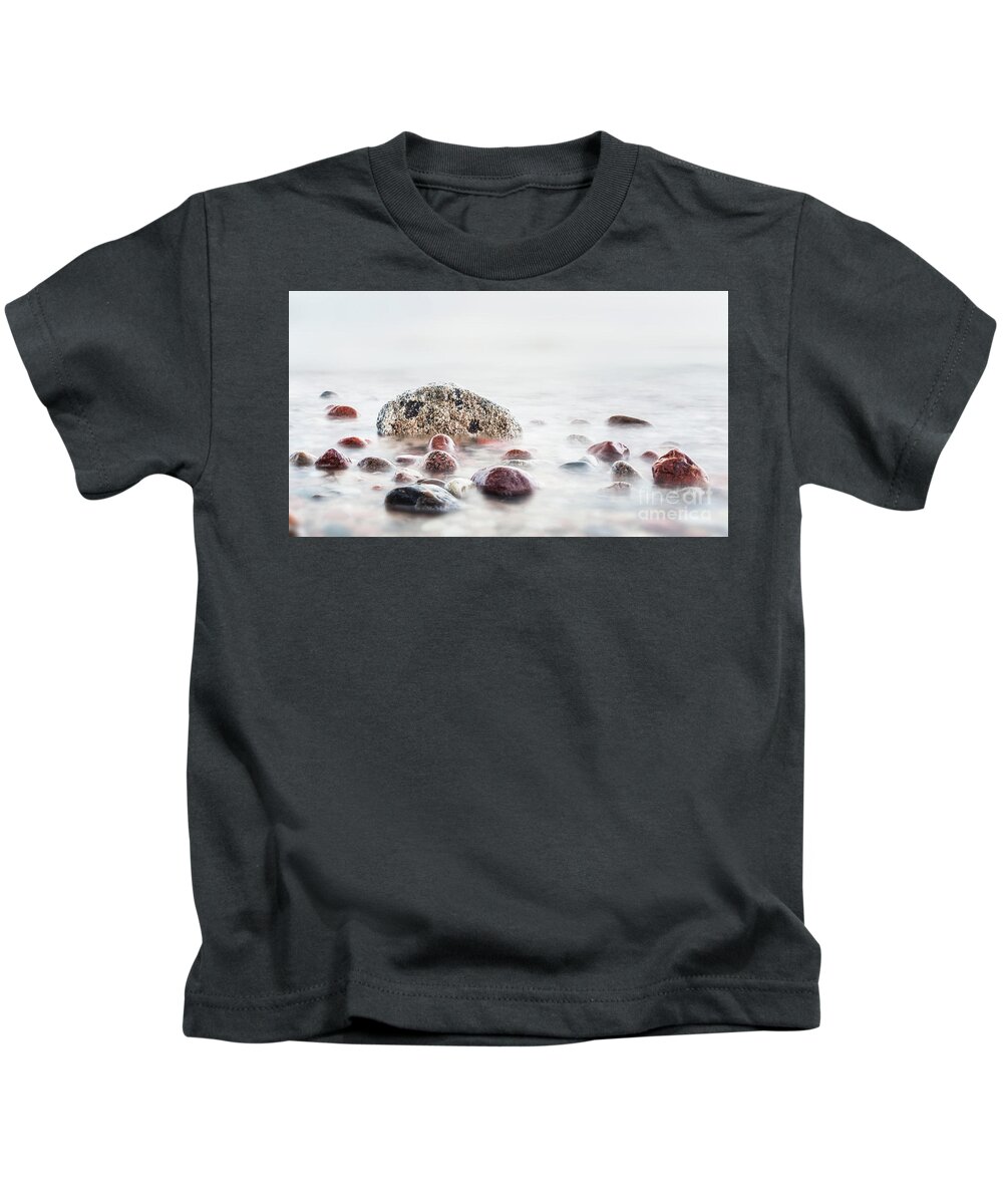 Sea Kids T-Shirt featuring the photograph Waves hitting in rocks on the sea by Michal Bednarek