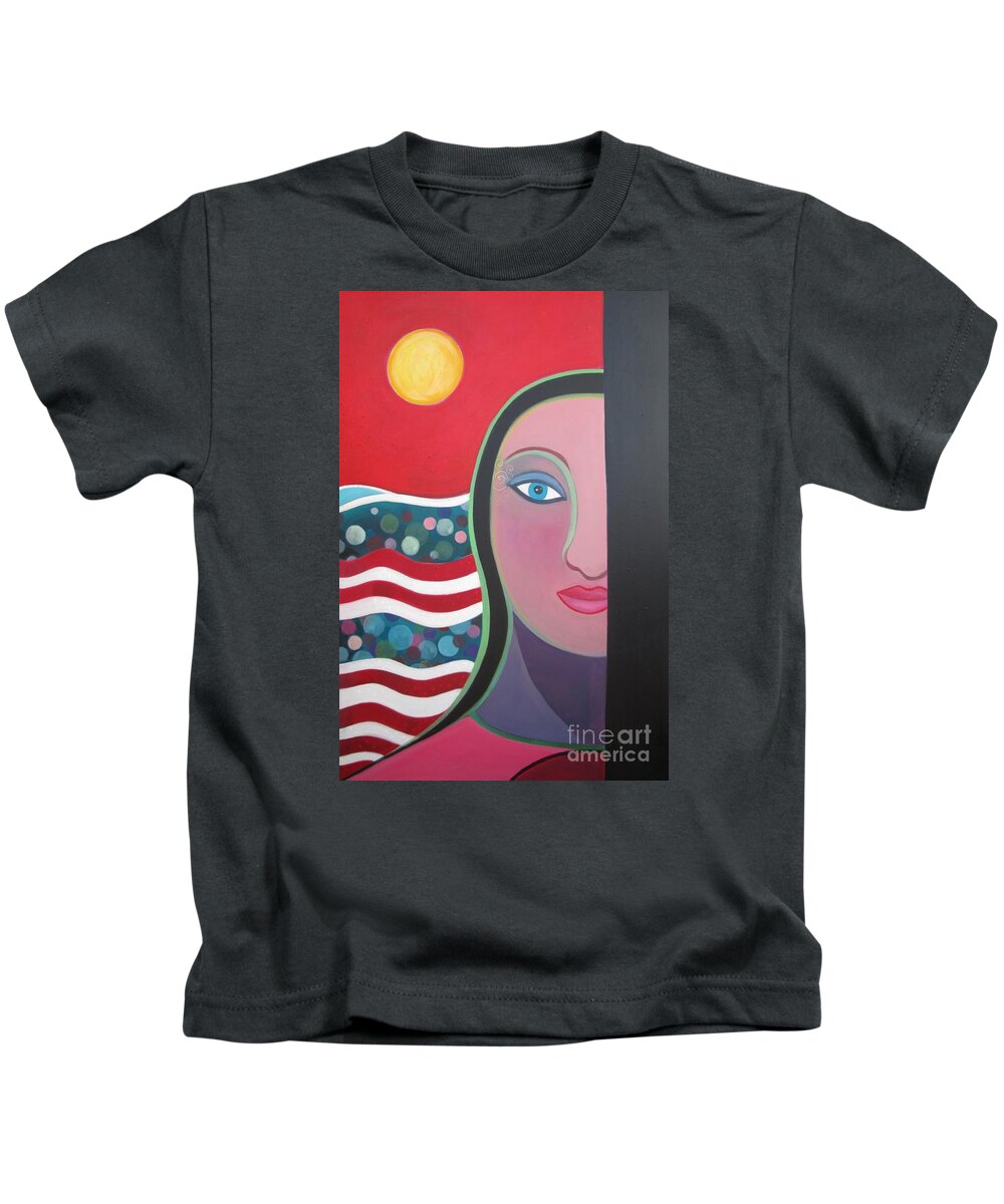 United States Kids T-Shirt featuring the painting Welcome by Helena Tiainen