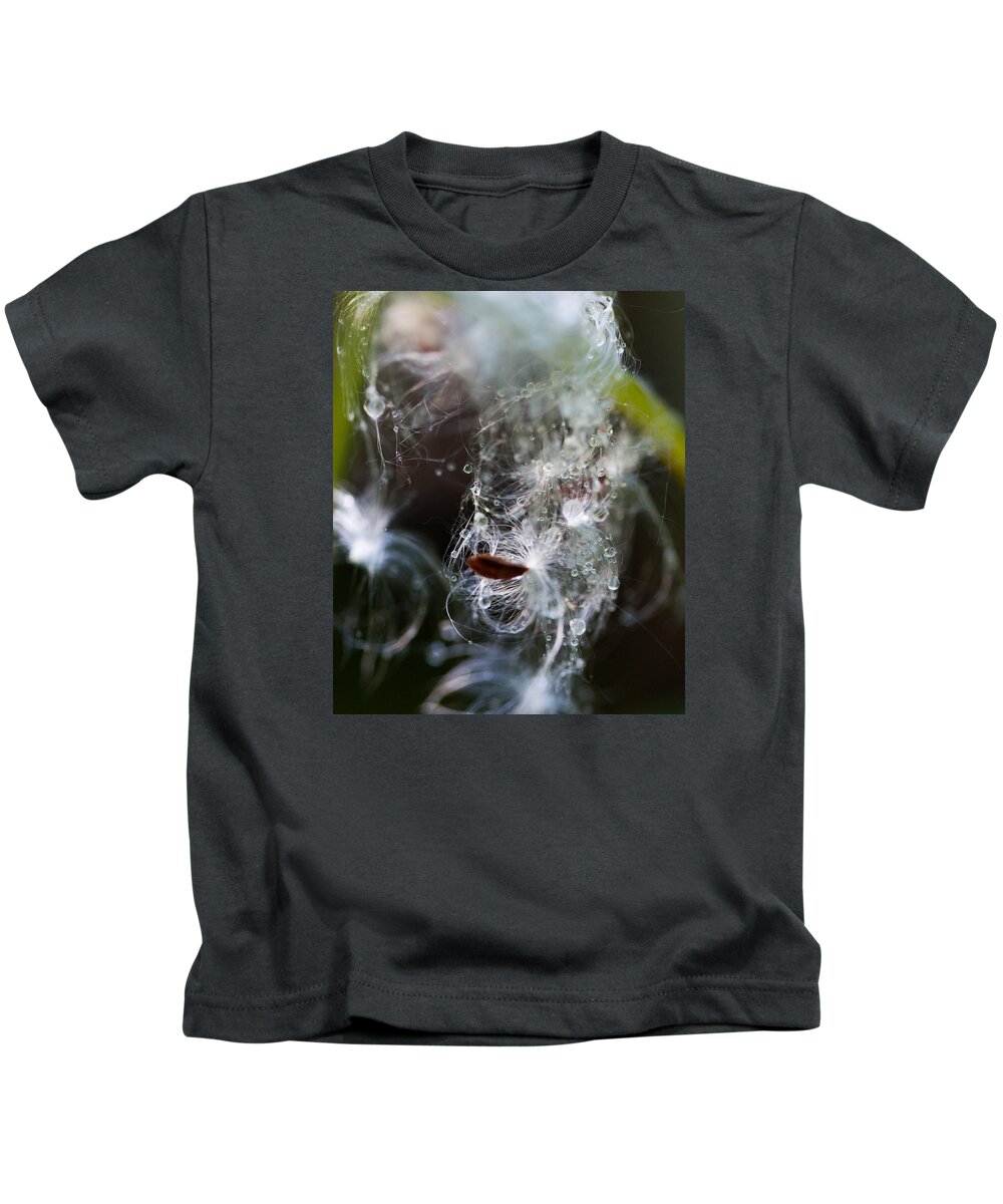 Droplets Kids T-Shirt featuring the photograph Wet Seed by Dart Humeston