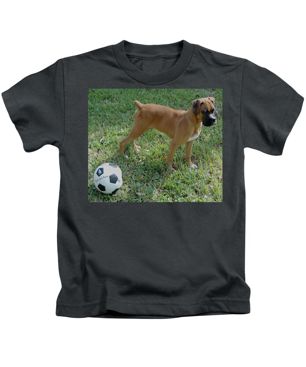 Dog Kids T-Shirt featuring the digital art When I was Just a Pup by DigiArt Diaries by Vicky B Fuller