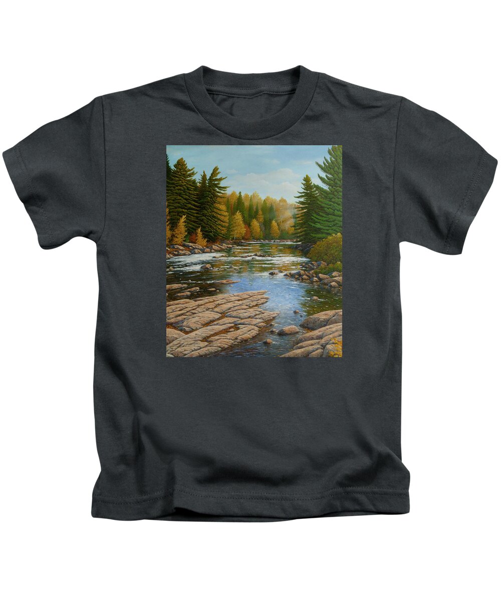 River Kids T-Shirt featuring the painting Where the River Flows by Jake Vandenbrink