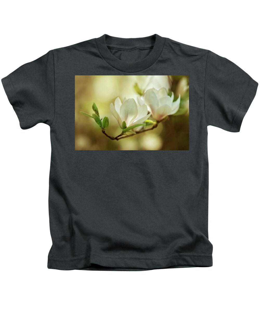 Magnolia Kids T-Shirt featuring the photograph White magnolia flowers by Jaroslaw Blaminsky