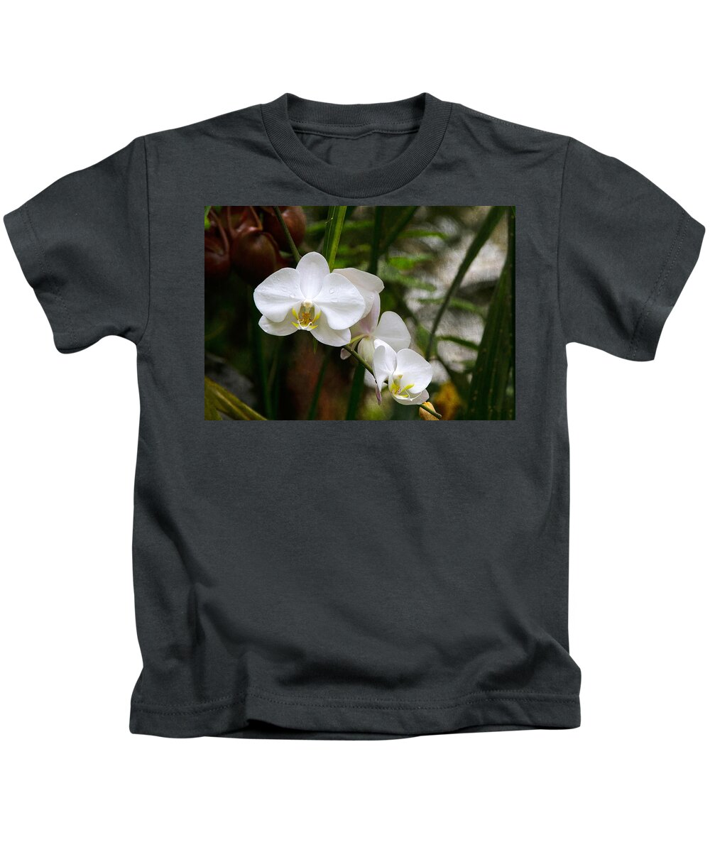 Bonnie Follett Kids T-Shirt featuring the photograph White Orchids by Bonnie Follett