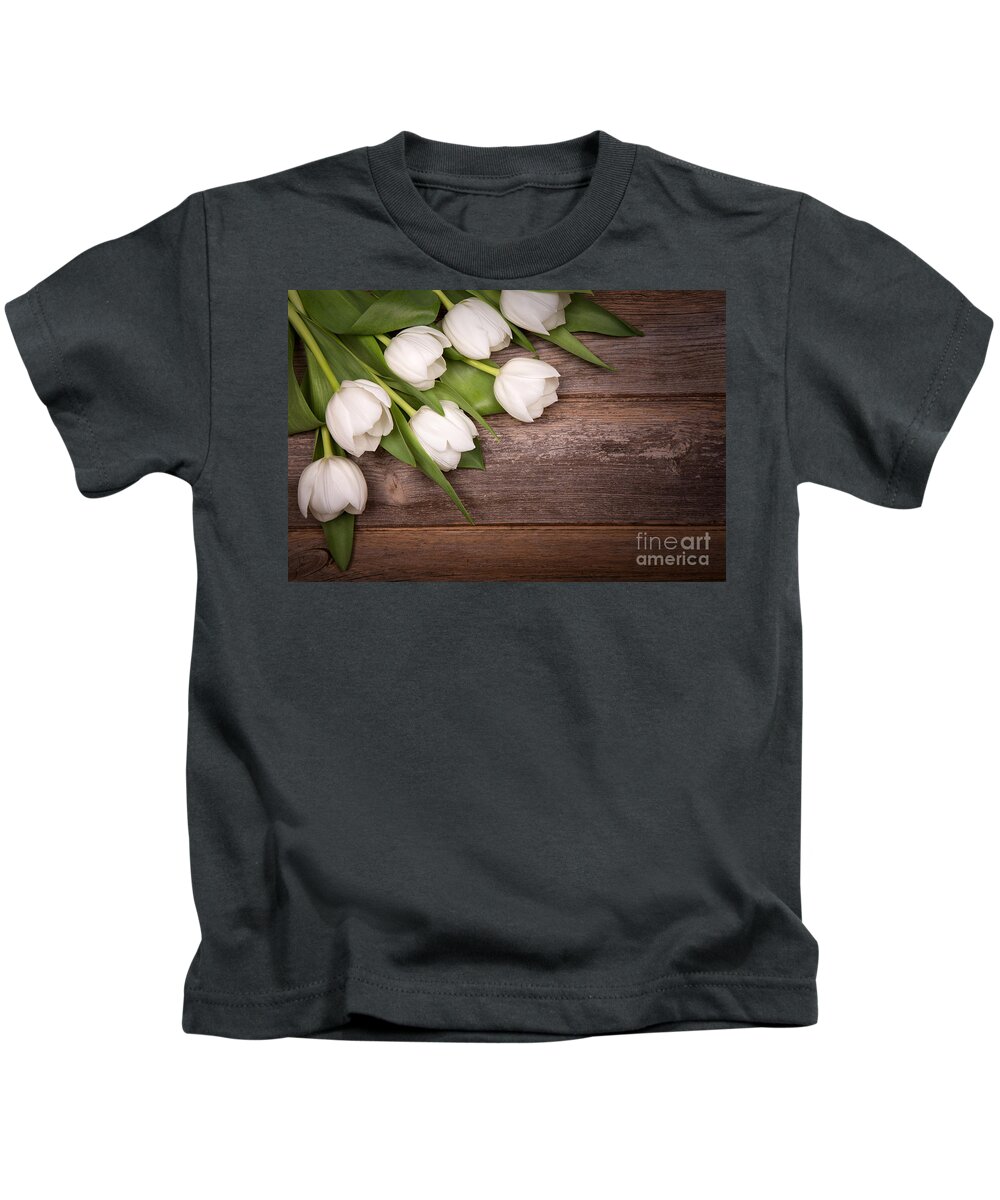 White Kids T-Shirt featuring the photograph White tulips by Jane Rix