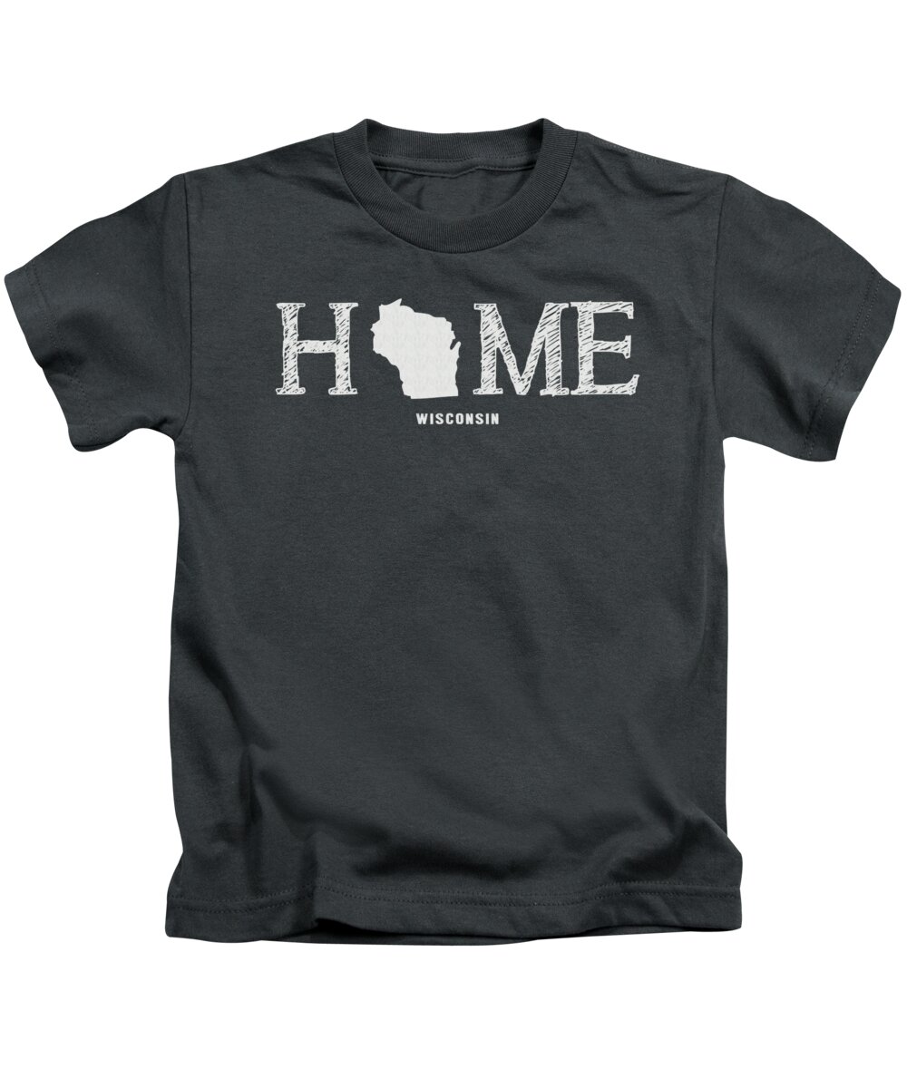 Wisconsin Kids T-Shirt featuring the mixed media WI Home by Nancy Ingersoll