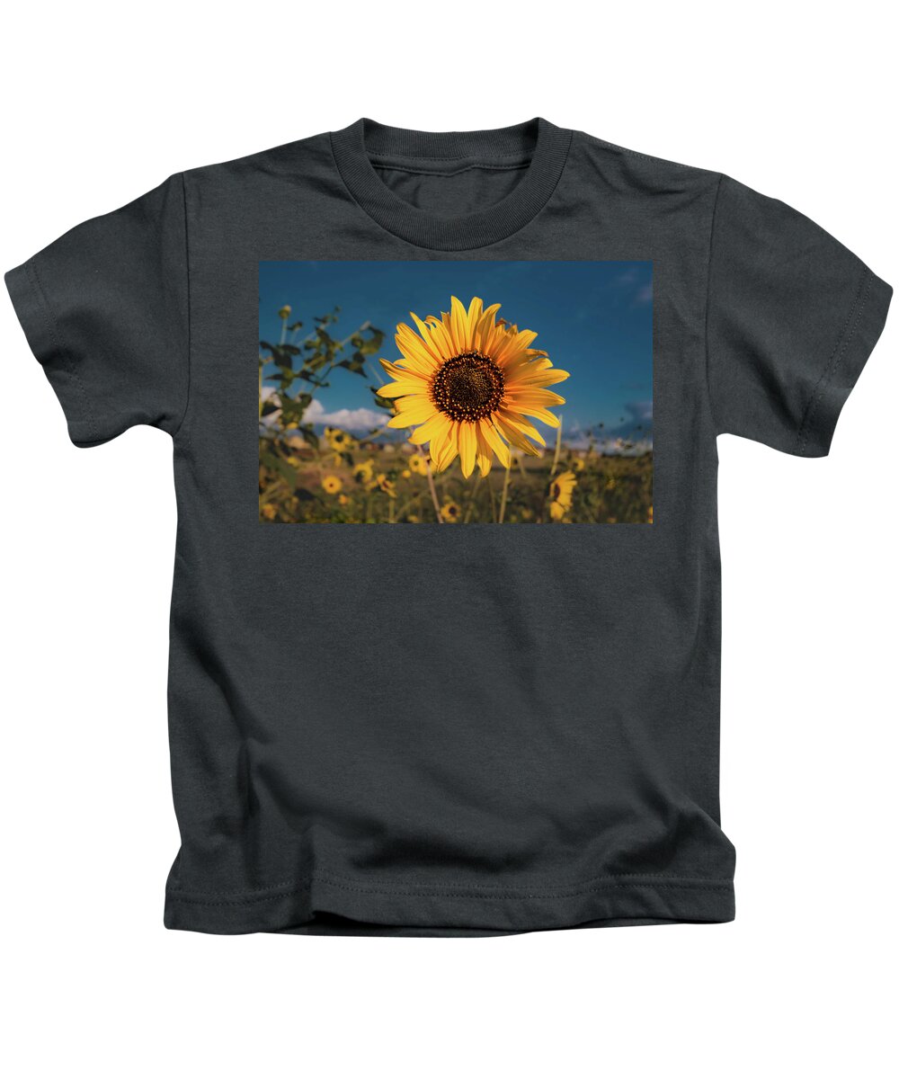 Jay Stockhaus Kids T-Shirt featuring the photograph Wild Sunflower by Jay Stockhaus