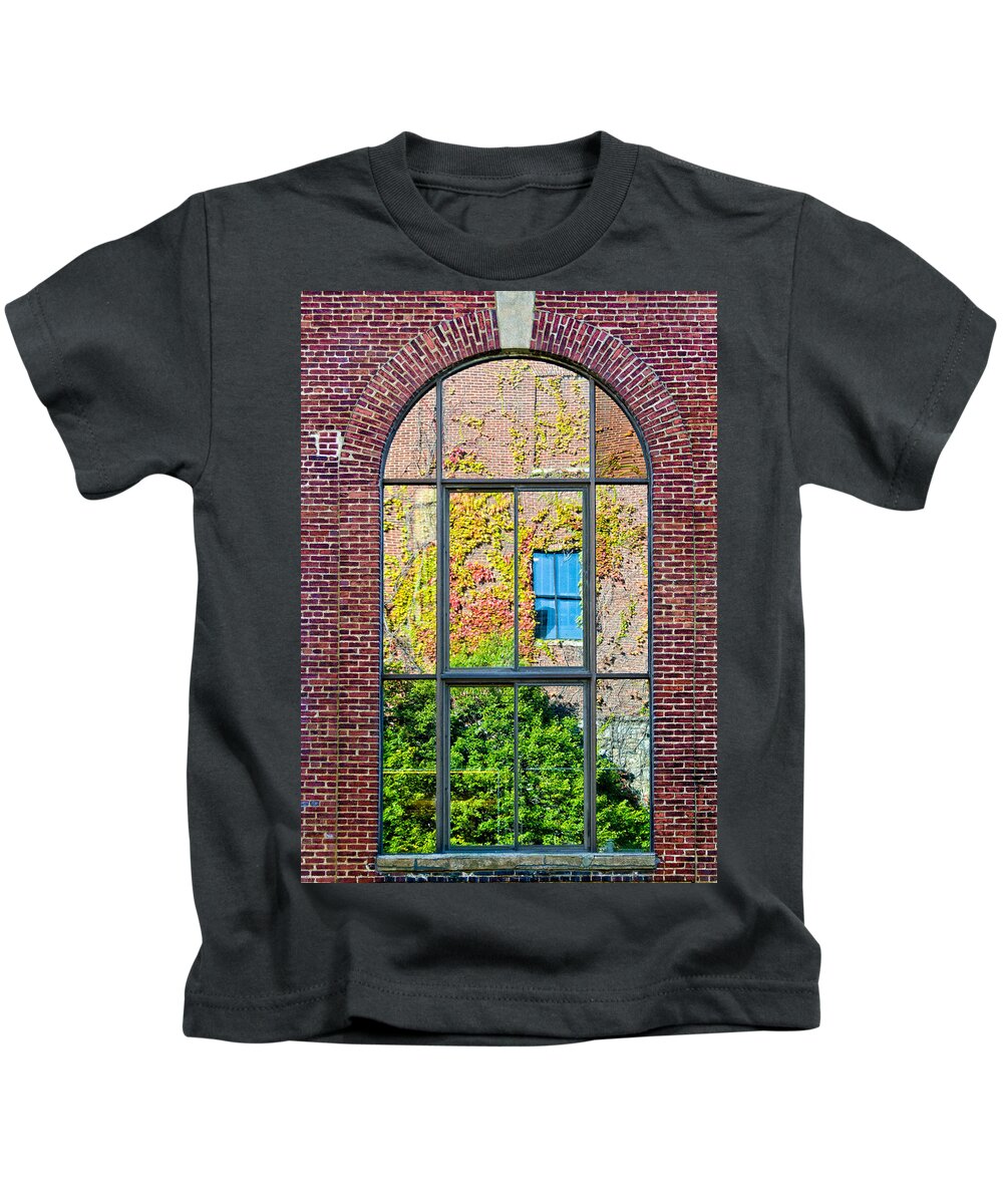 Georgetown; Windows; Reflection Kids T-Shirt featuring the photograph Window Reflection by Georgette Grossman