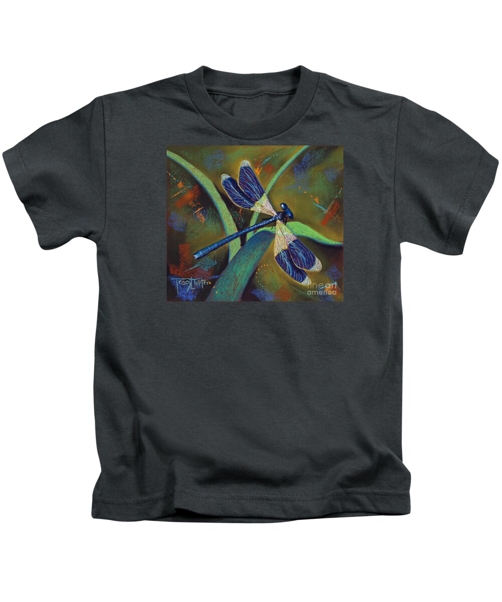 Damselfly Kids T-Shirt featuring the pastel Winds of Change by Tracy L Teeter 