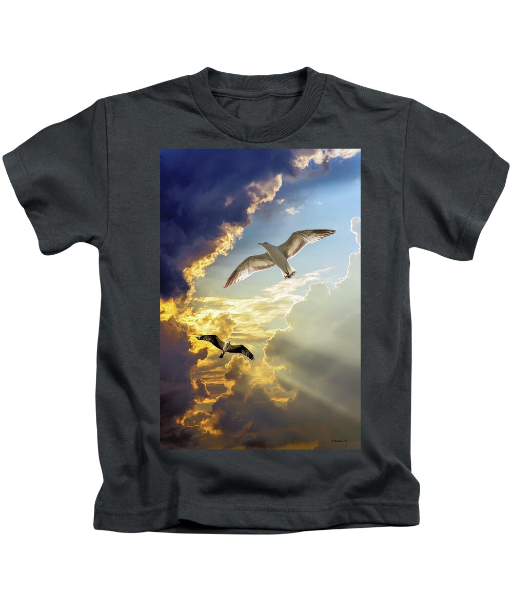 2d Kids T-Shirt featuring the photograph Wings Against The Storm by Brian Wallace