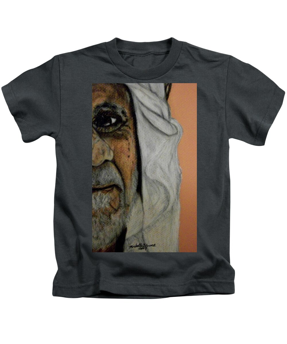 Portrait Kids T-Shirt featuring the drawing Wisdow Eye by Michelle Gilmore