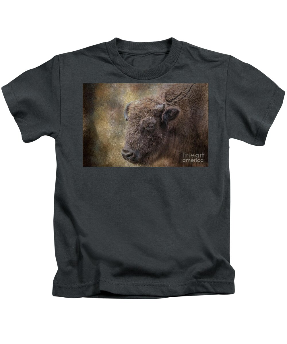 Wisent Kids T-Shirt featuring the photograph Wisent Wildlife Portrait by Eva Lechner