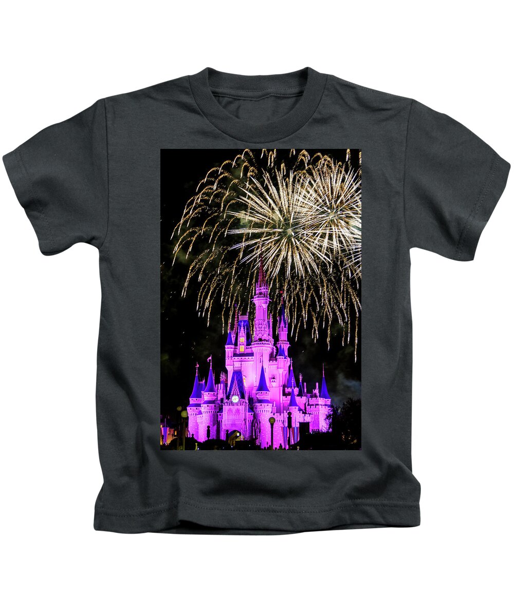 Disney Kids T-Shirt featuring the photograph Wishes fireworks Disney world by Andy Myatt