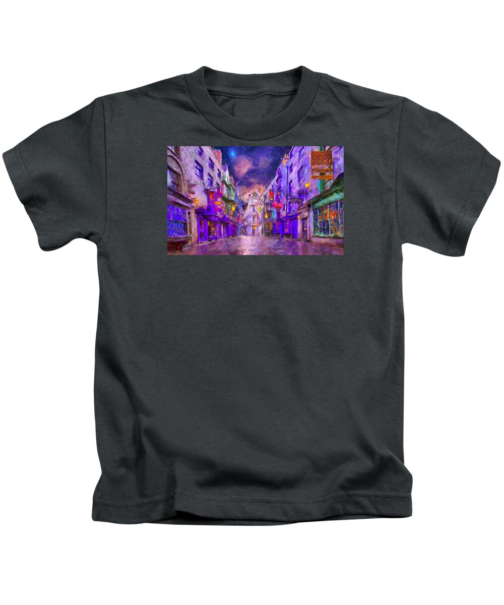 Wizarding World Of Harry Potter Kids T-Shirt featuring the digital art Wizard Mall by Caito Junqueira