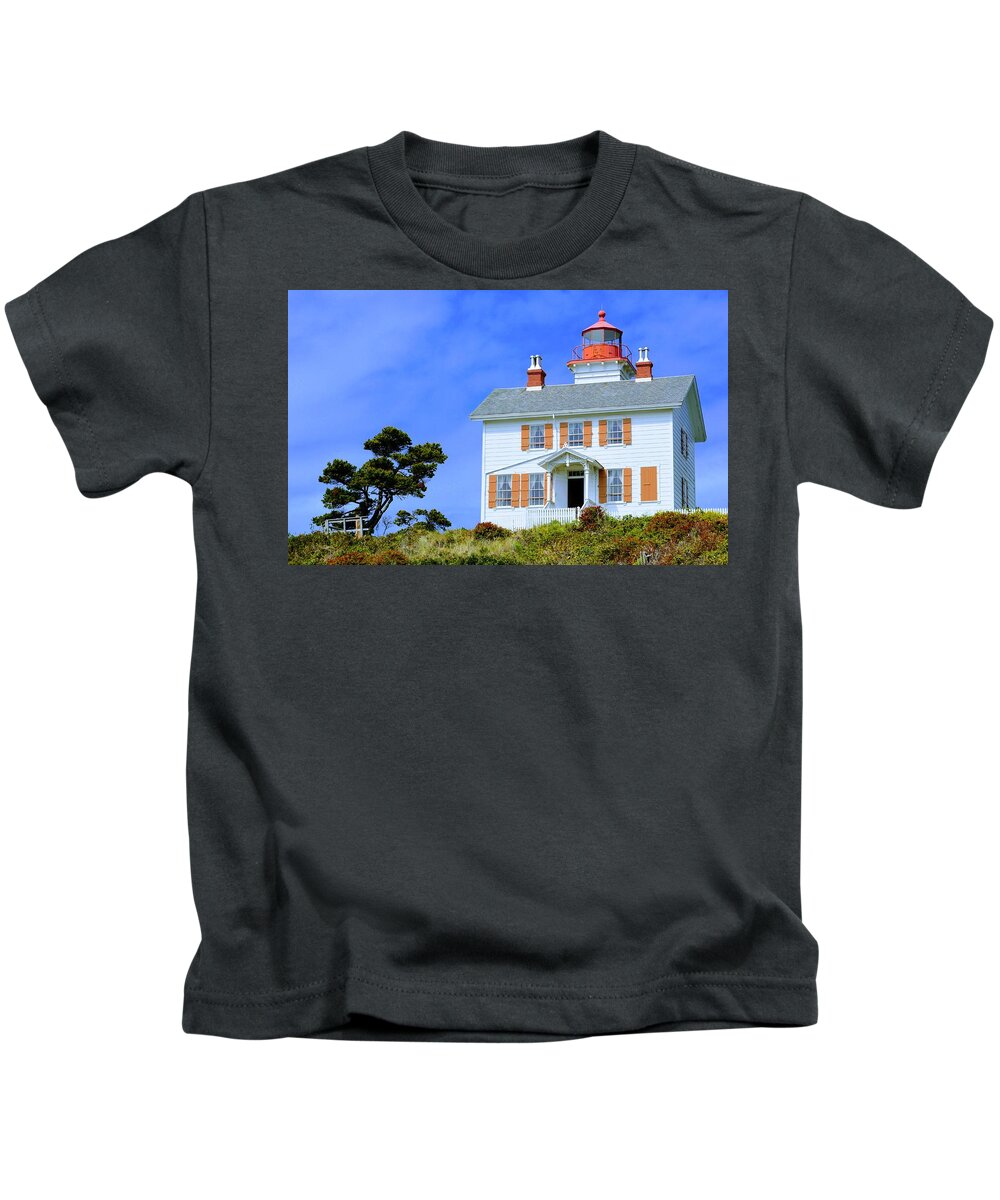 Scenic Kids T-Shirt featuring the photograph Yaquina Bay Lighthouse by AJ Schibig