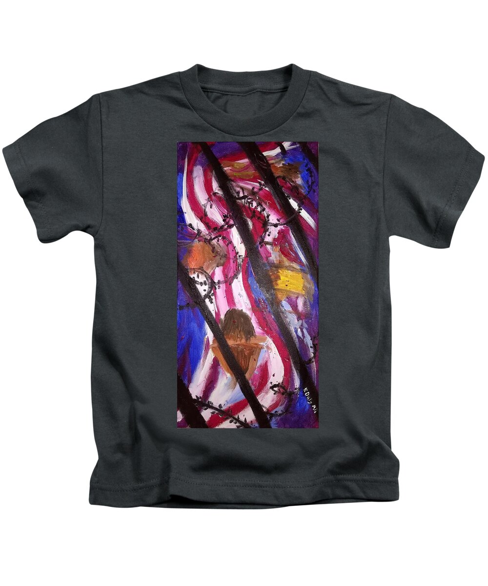 Abstract Kids T-Shirt featuring the painting Yearning to be Free by Kevin Daly