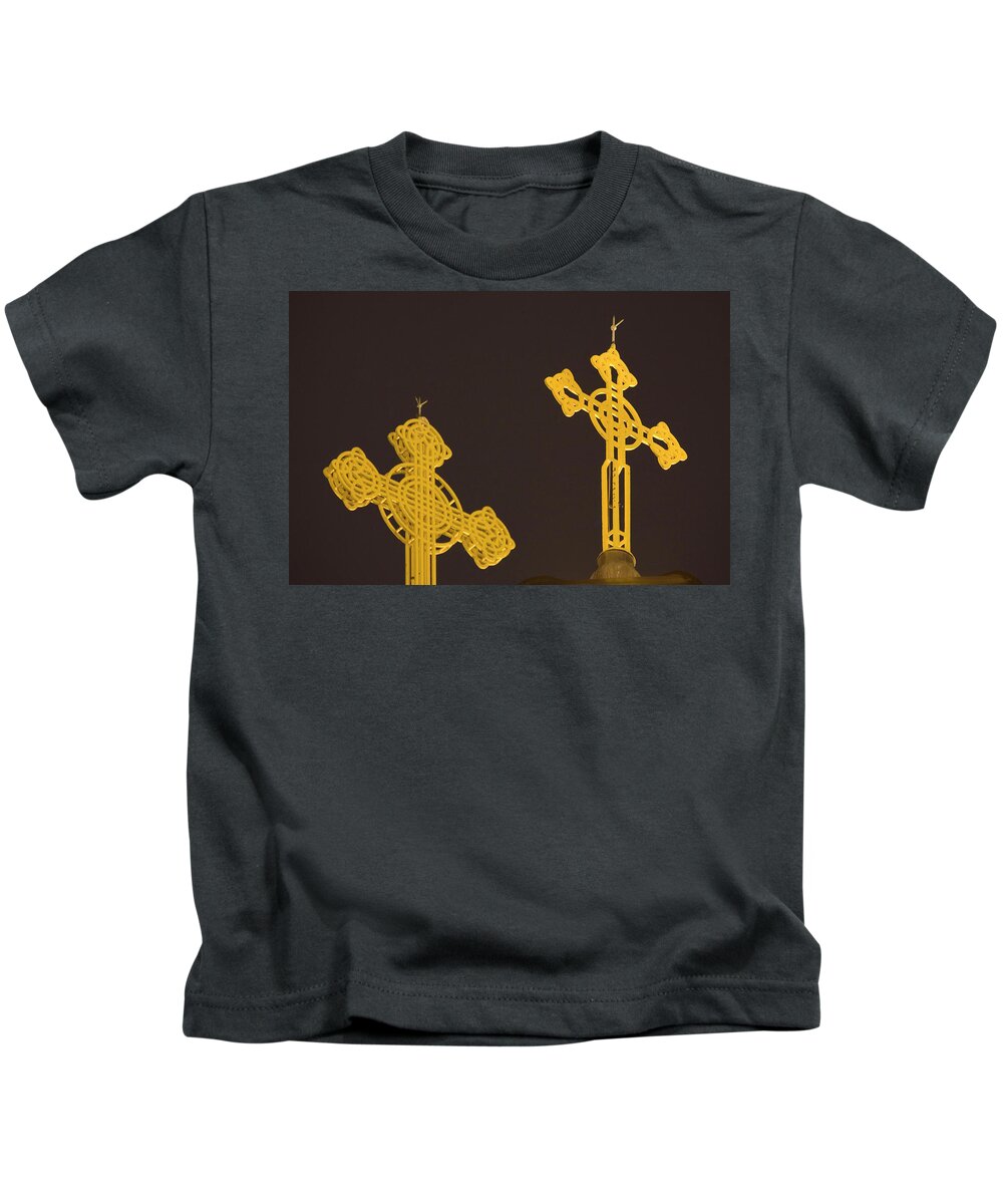 Architecture Kids T-Shirt featuring the photograph Yellow crosses by Ian Middleton