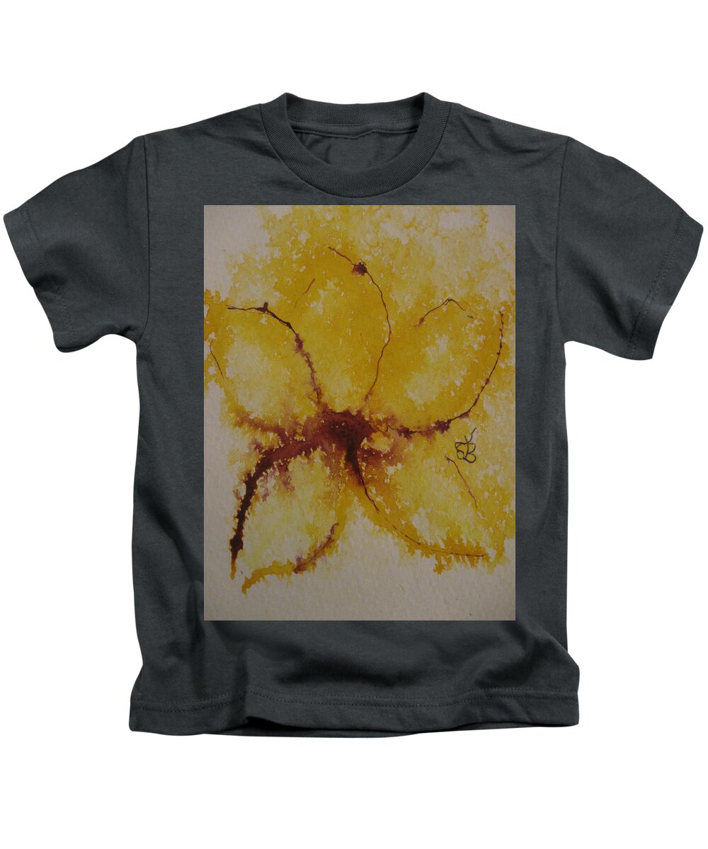 Yellow Kids T-Shirt featuring the drawing Yellow Flower by AJ Brown