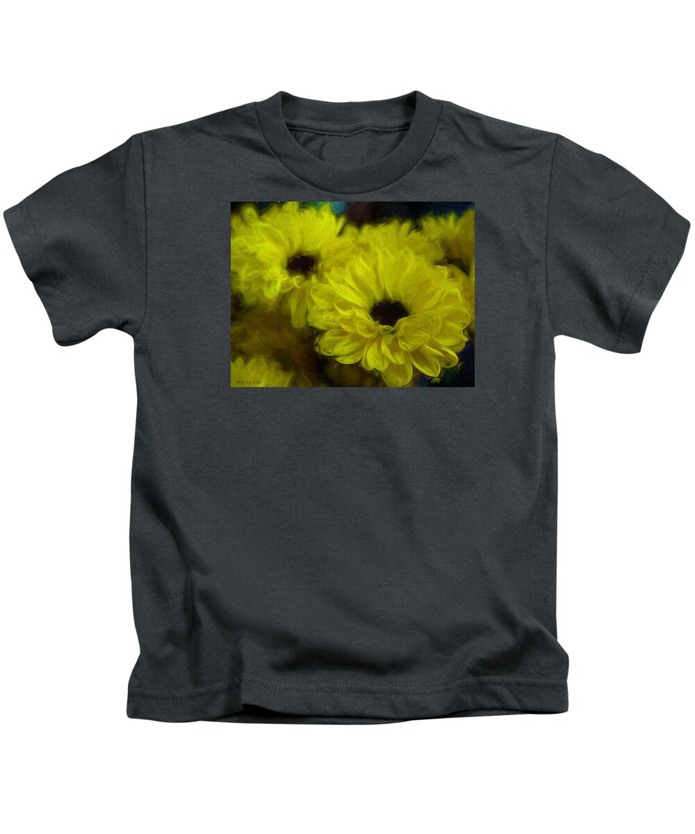 Flower Kids T-Shirt featuring the painting Yellow mums by Lilia S