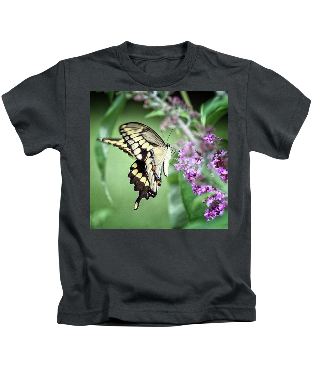 7 Ponds Kids T-Shirt featuring the photograph Yellow Swallowtail by Winnie Chrzanowski