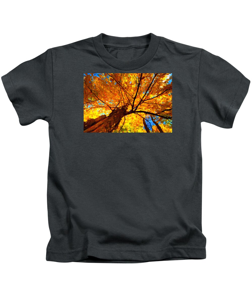 Yellow Kids T-Shirt featuring the painting Yellow Tree by Prince Andre Faubert