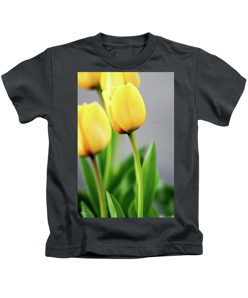 Floral Kids T-Shirt featuring the photograph Yellow Tulips by Mary Anne Delgado