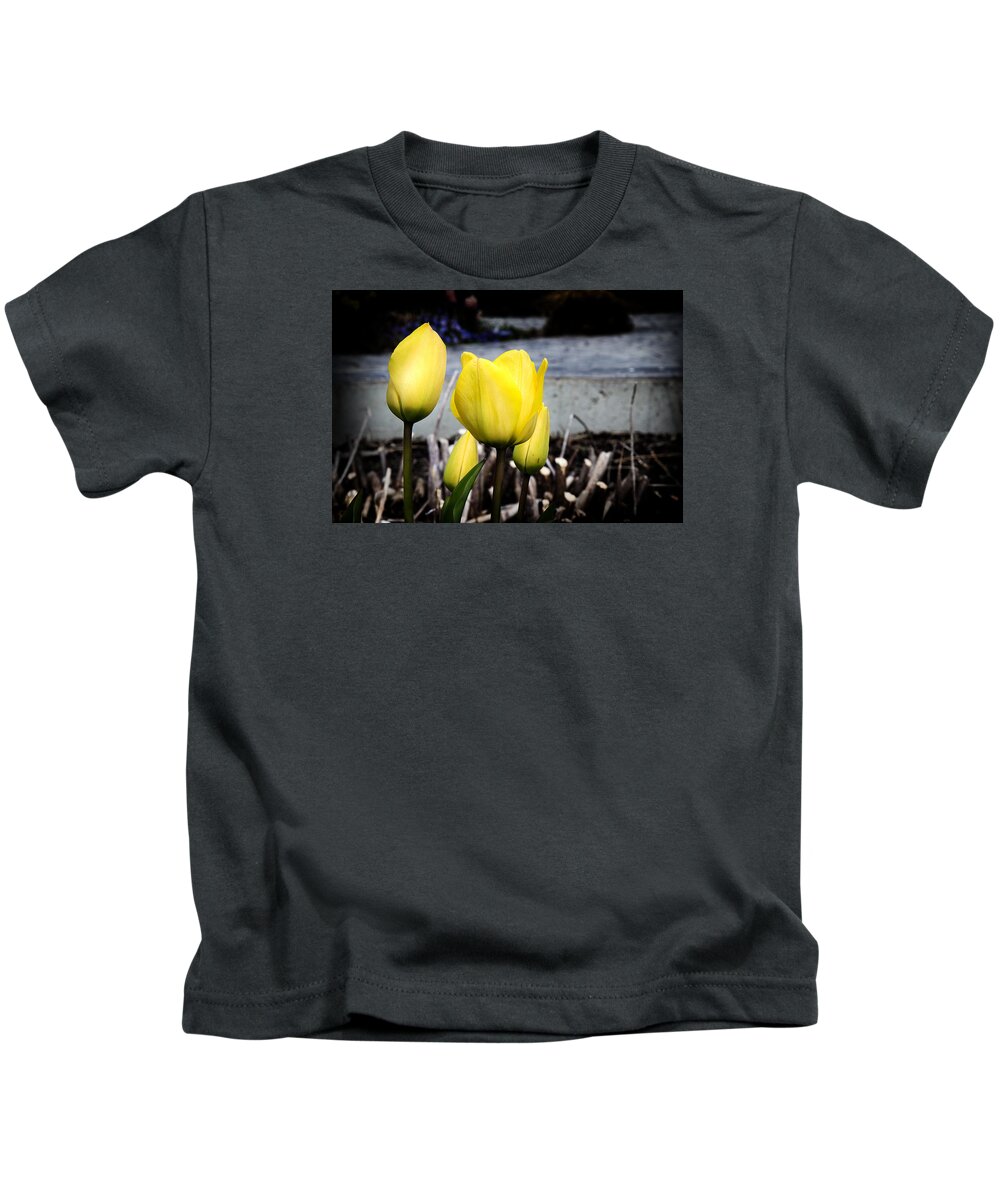 Tulip Kids T-Shirt featuring the photograph Yellow Tulips by Milena Ilieva