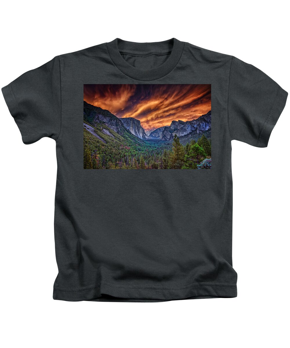 Sunset Kids T-Shirt featuring the photograph Yosemite Fire by Rick Berk