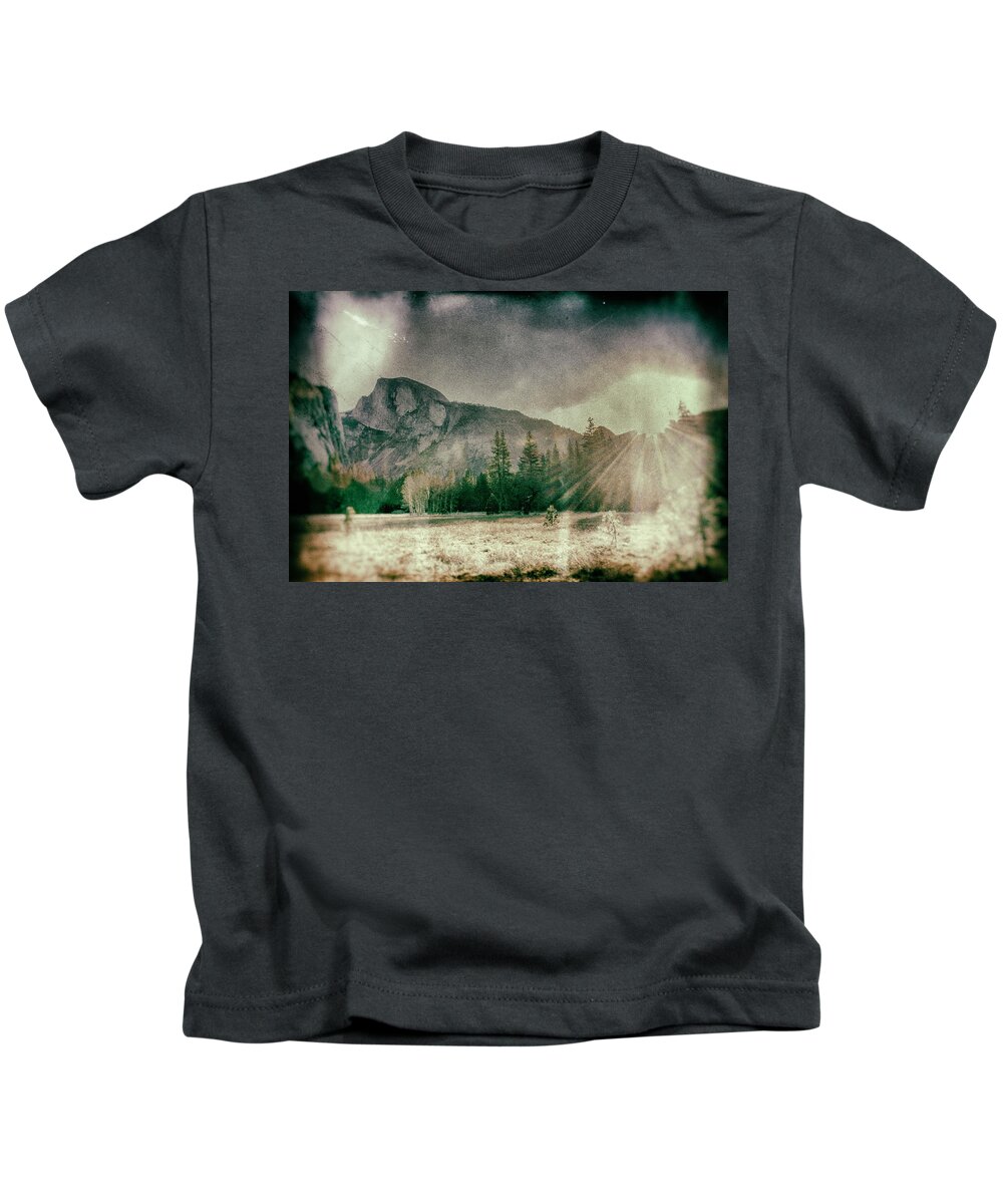 Yosemite Kids T-Shirt featuring the photograph Yosemite Valley Half Dome Collodion by Lawrence Knutsson