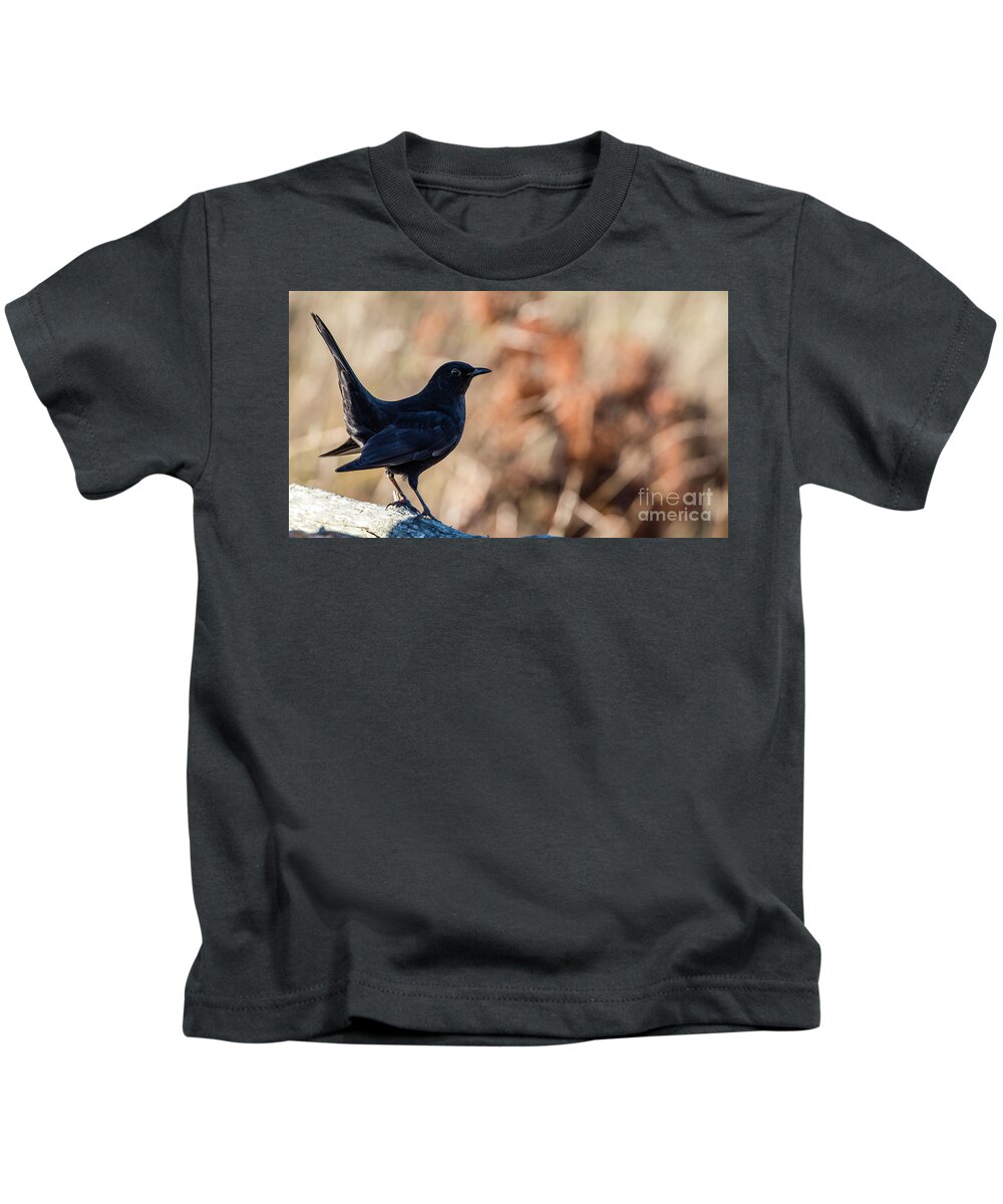 Blackbird Kids T-Shirt featuring the photograph Young Blackbird's Profile by Torbjorn Swenelius