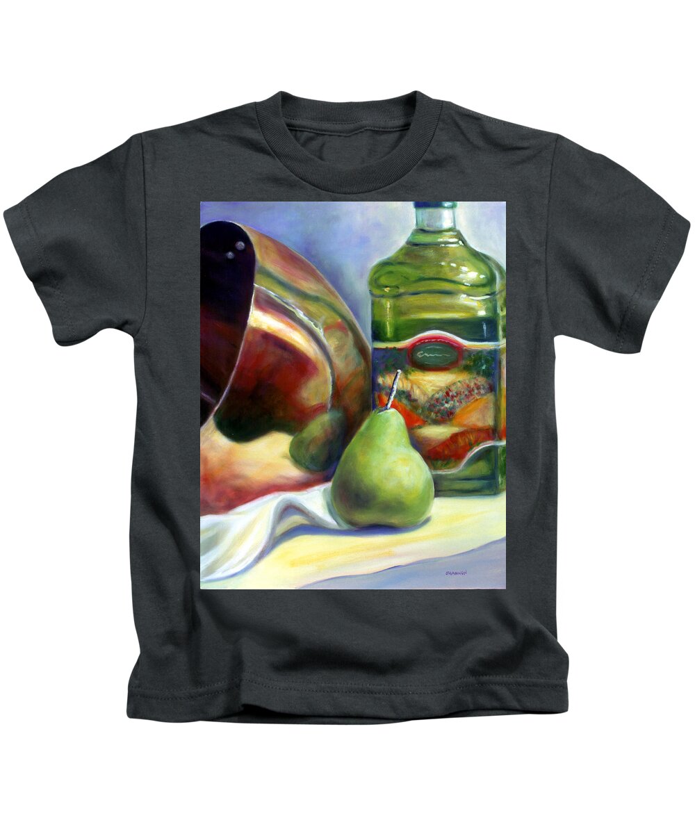 Copper Vessel Kids T-Shirt featuring the painting Zabaglione Pan by Shannon Grissom