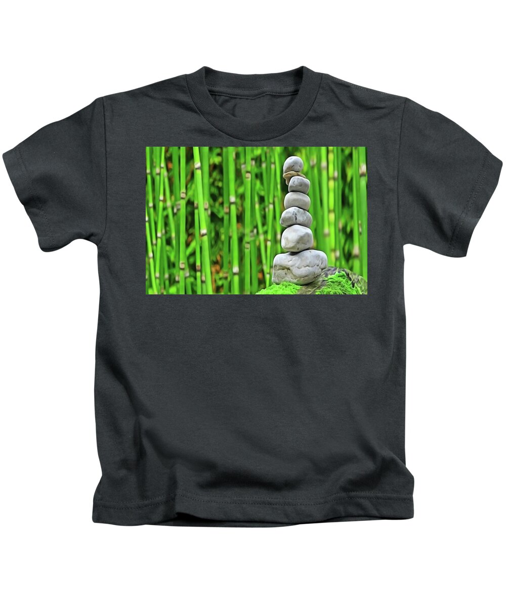 Zen Kids T-Shirt featuring the painting Zen Garden by Harry Warrick
