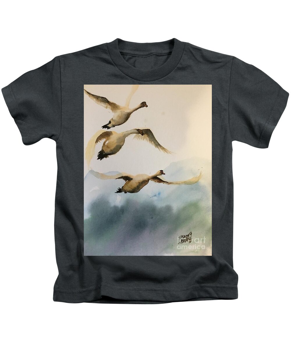 Let’s Fly Kids T-Shirt featuring the painting 1082019 by Han in Huang wong