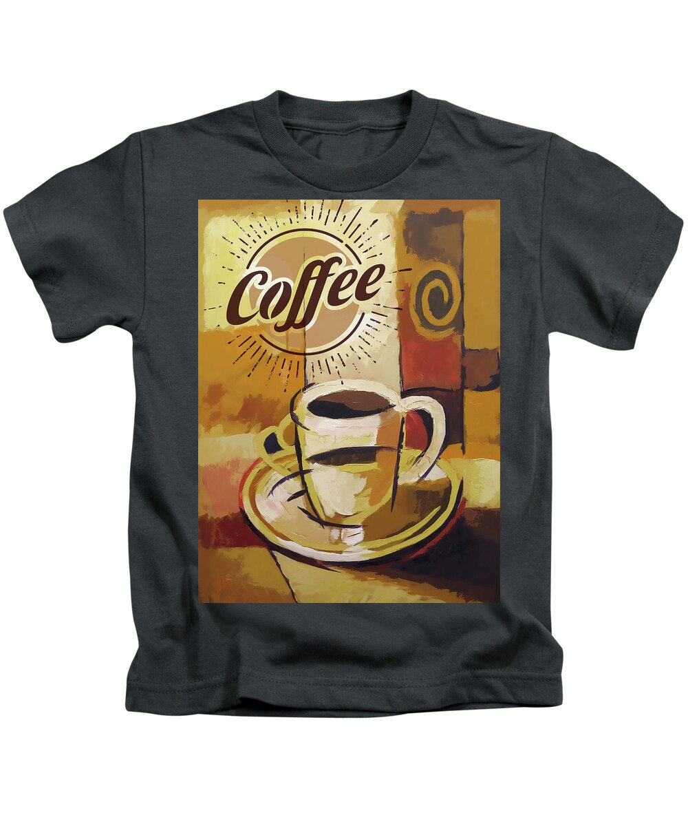 Coffee Kids T-Shirt featuring the painting Coffee Poster #1 by Lutz Baar