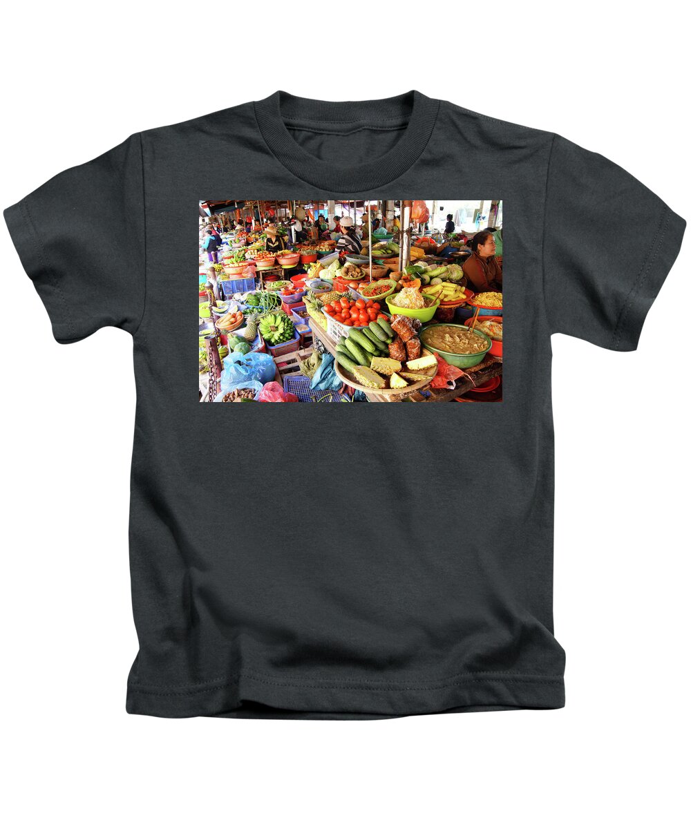 Colorful Kids T-Shirt featuring the photograph Colorful vegetables for sale #1 by Steve Estvanik