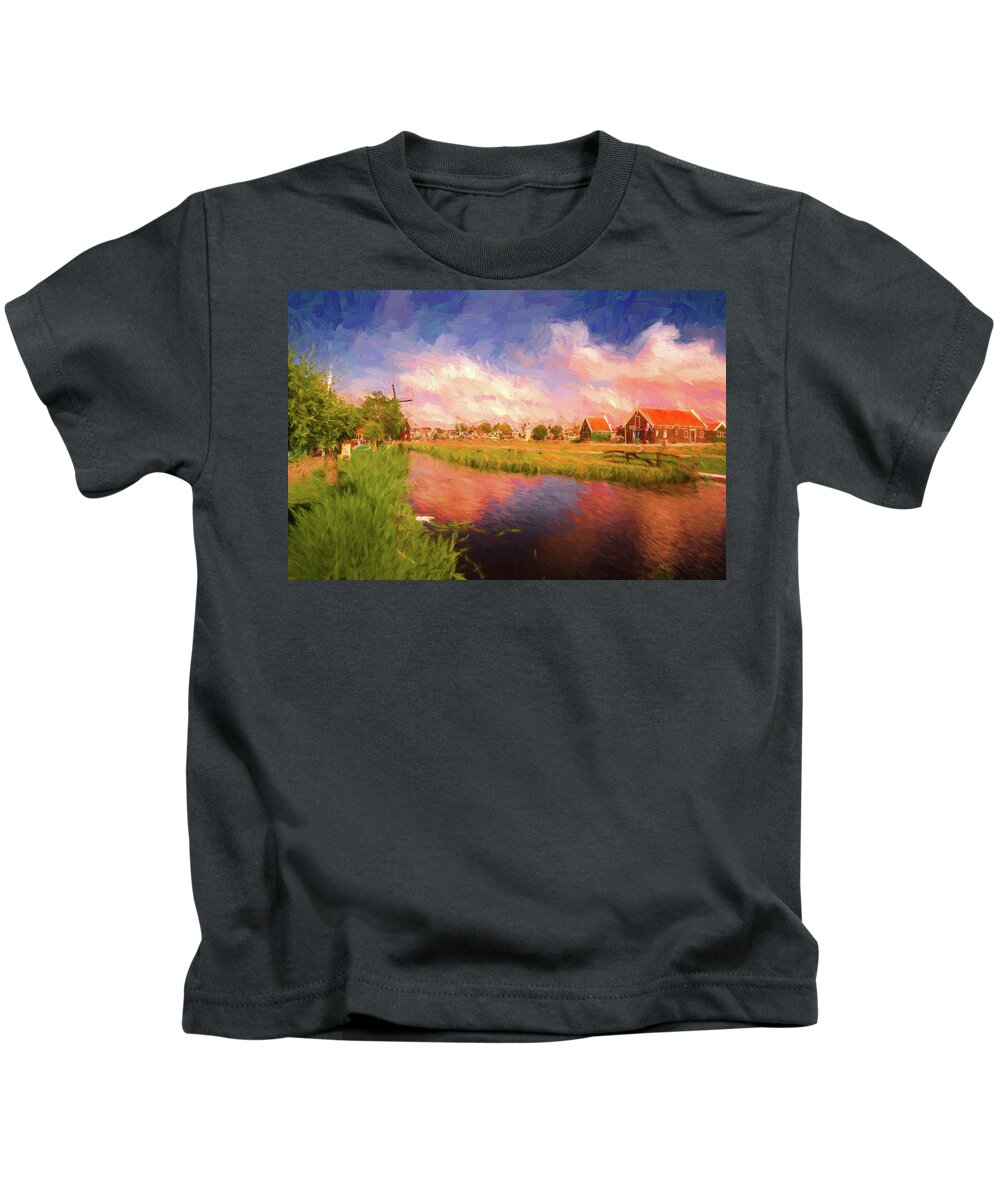 Landscape Kids T-Shirt featuring the digital art Dutch Village #1 by Pravine Chester
