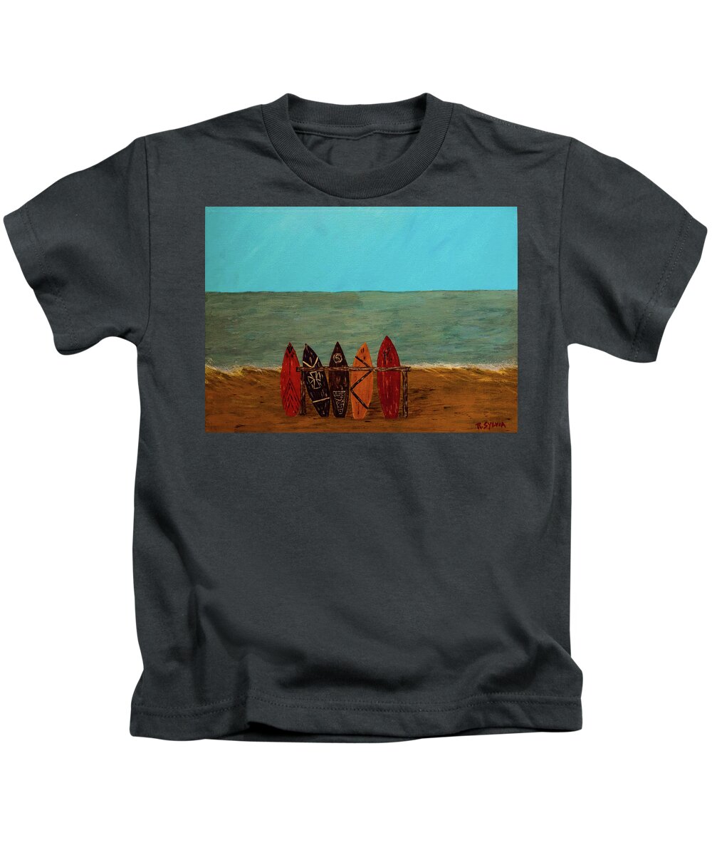 Five Kids T-Shirt featuring the painting Five Reasons by Randy Sylvia