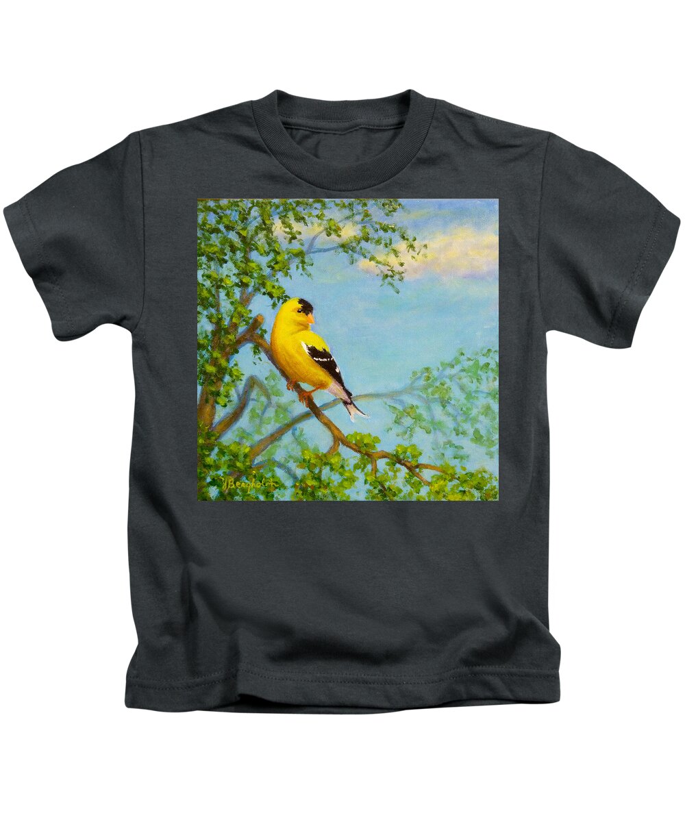 Goldfinch Kids T-Shirt featuring the painting Goldfinch #1 by Joe Bergholm