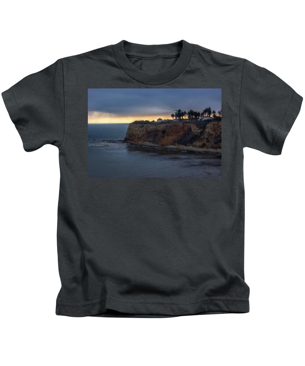 Architecture Kids T-Shirt featuring the photograph Point Vicente Lighthouse at Sunset #1 by Andy Konieczny