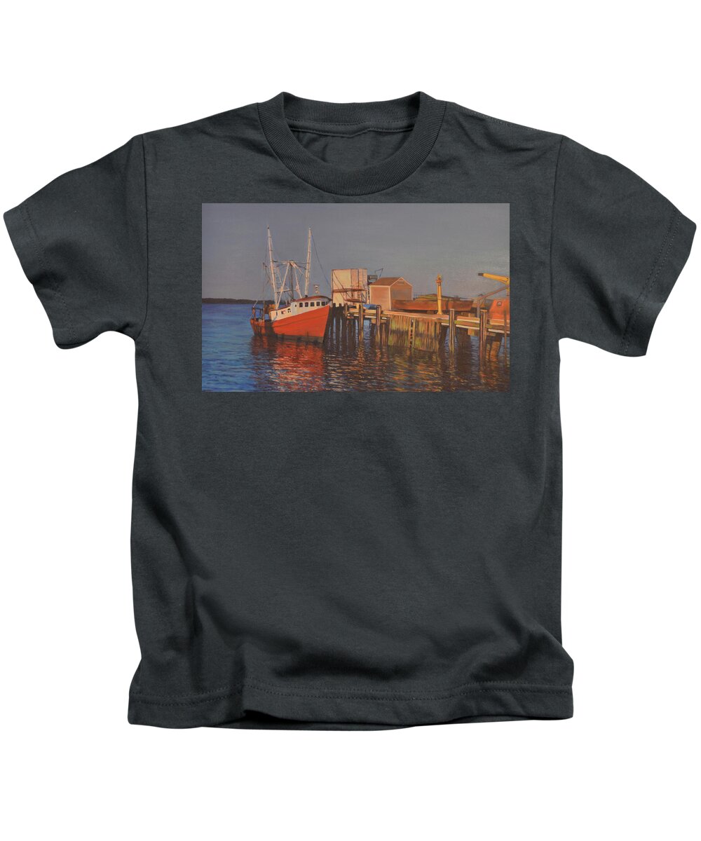 Provincetown Harbor Kids T-Shirt featuring the painting Provincetown Harbor by Beth Riso