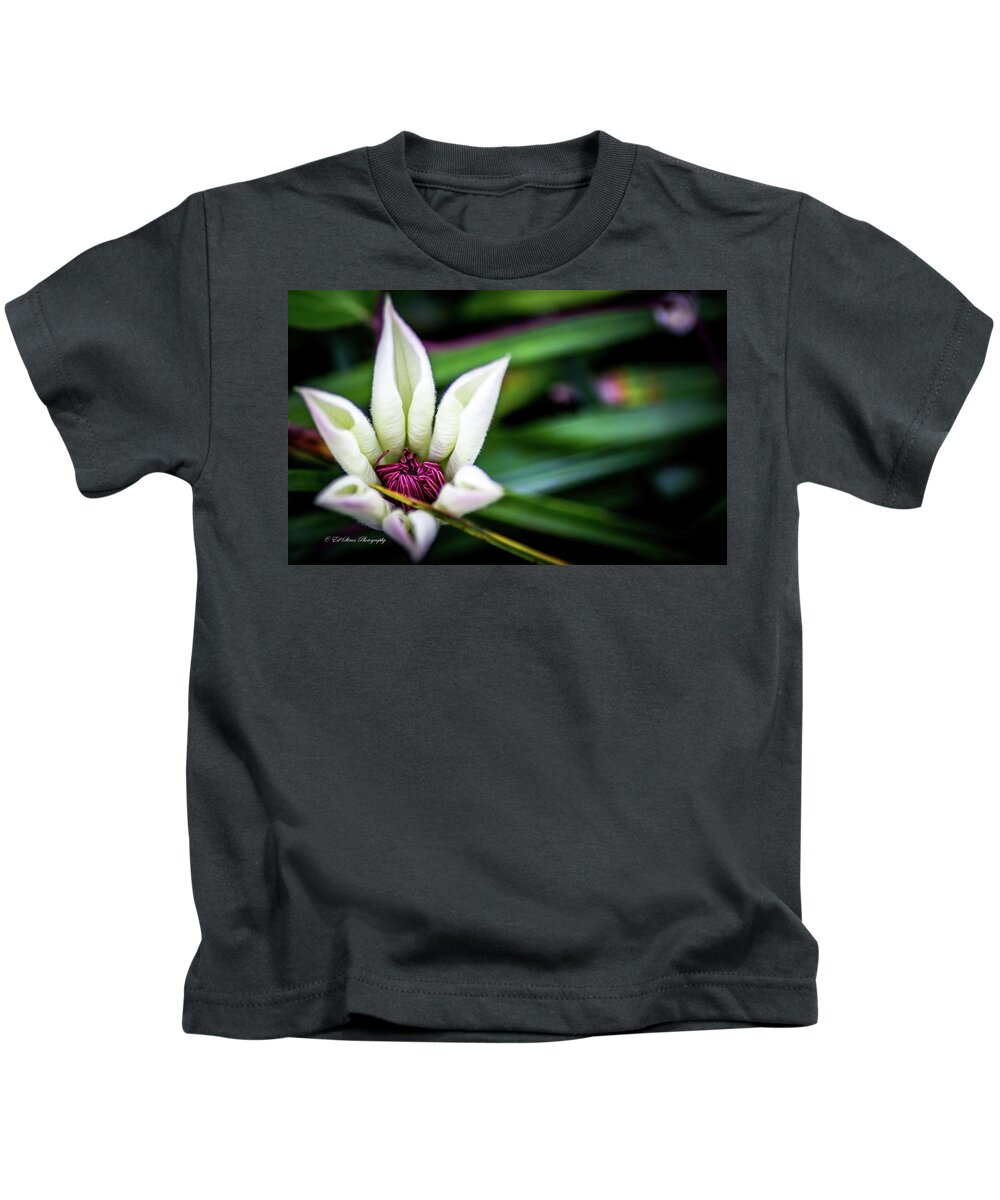 Flower Kids T-Shirt featuring the digital art The Clematis Bud #1 by Ed Stines