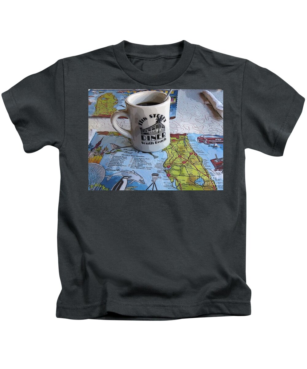 Coffee Kids T-Shirt featuring the digital art 11th Street Diner by Diana Rajala