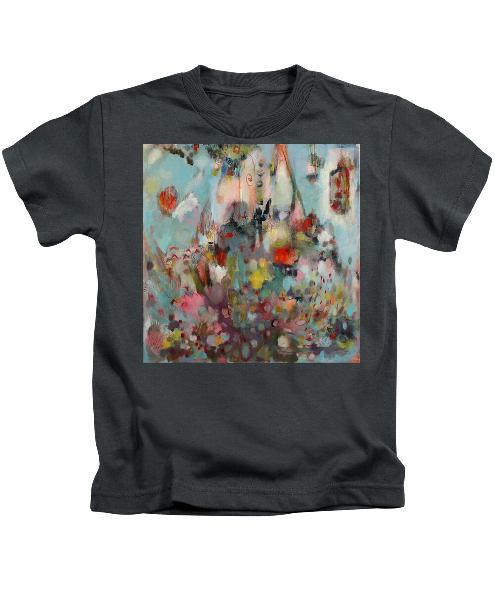 Castle Kids T-Shirt featuring the painting Castle in the Sky #2 by Janet Zoya