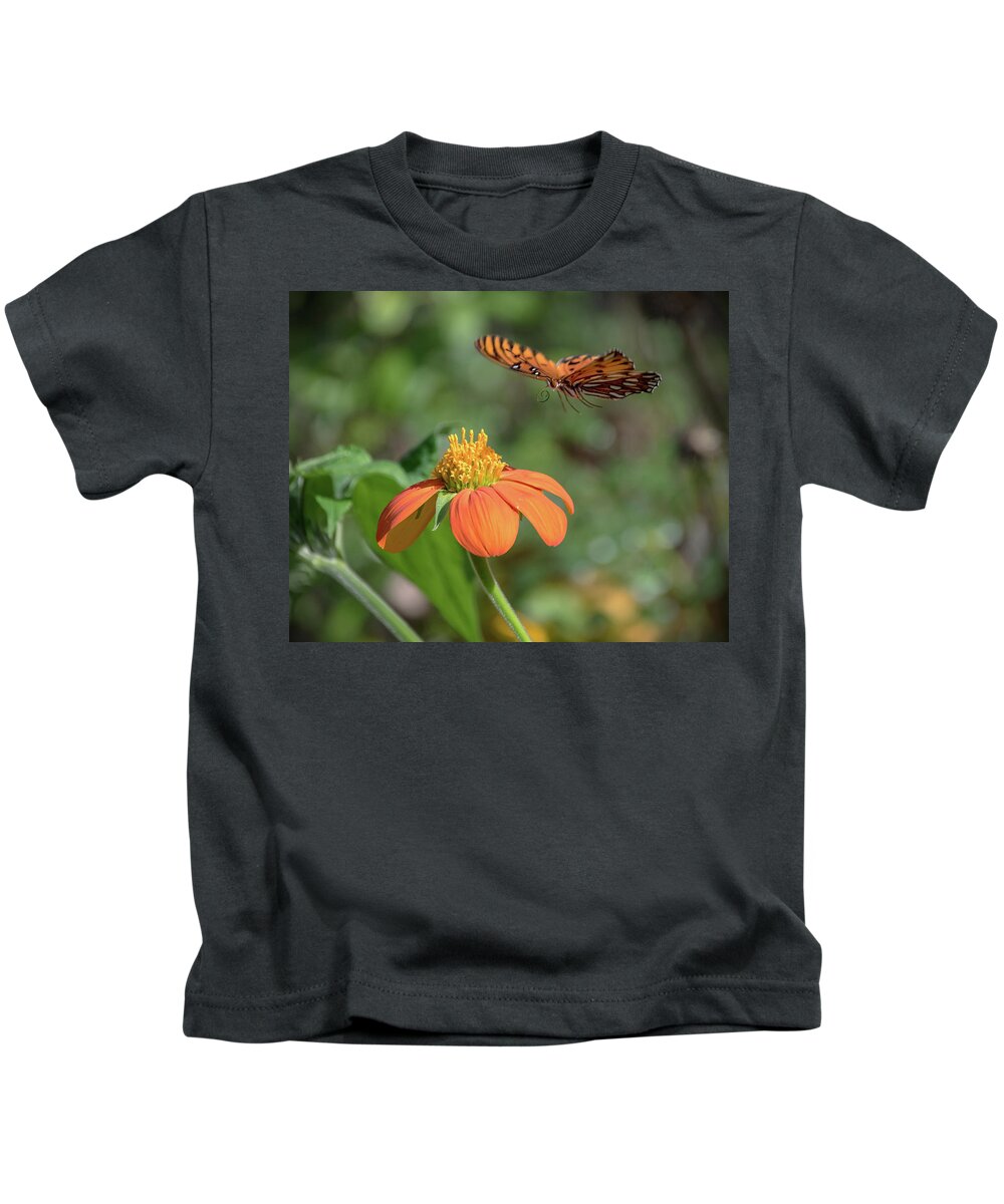 Butterfly Kids T-Shirt featuring the photograph Gulf Fritillary Agraulis vanillae #2 by Lucy Banks
