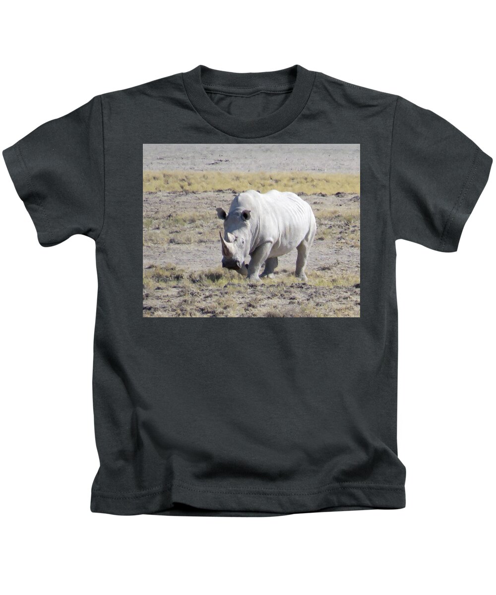 Rhino Kids T-Shirt featuring the photograph Rhino #2 by Eric Pengelly