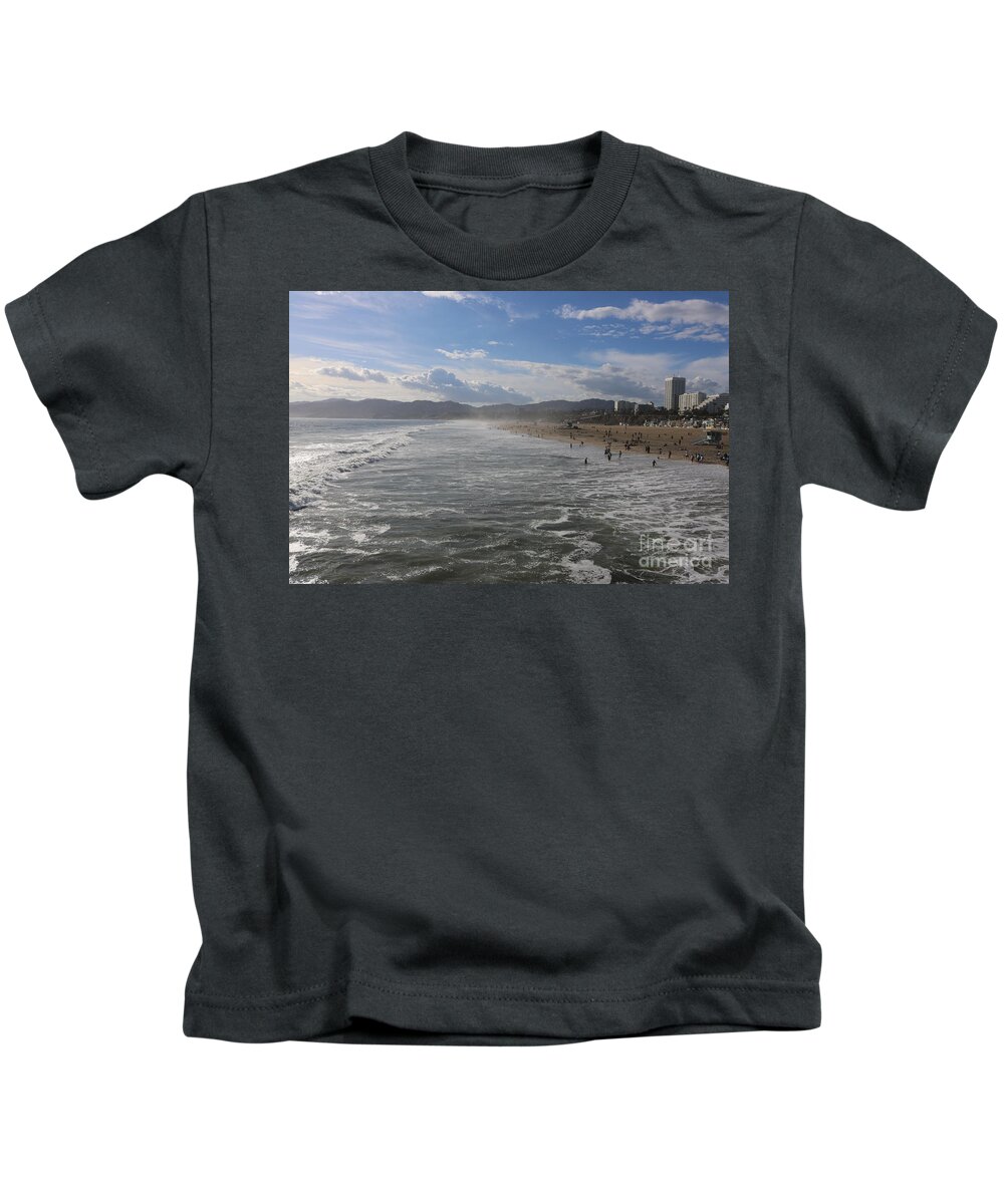 Beach Kids T-Shirt featuring the photograph Santa Monica Beach, Santa Monica, California #2 by John Shiron