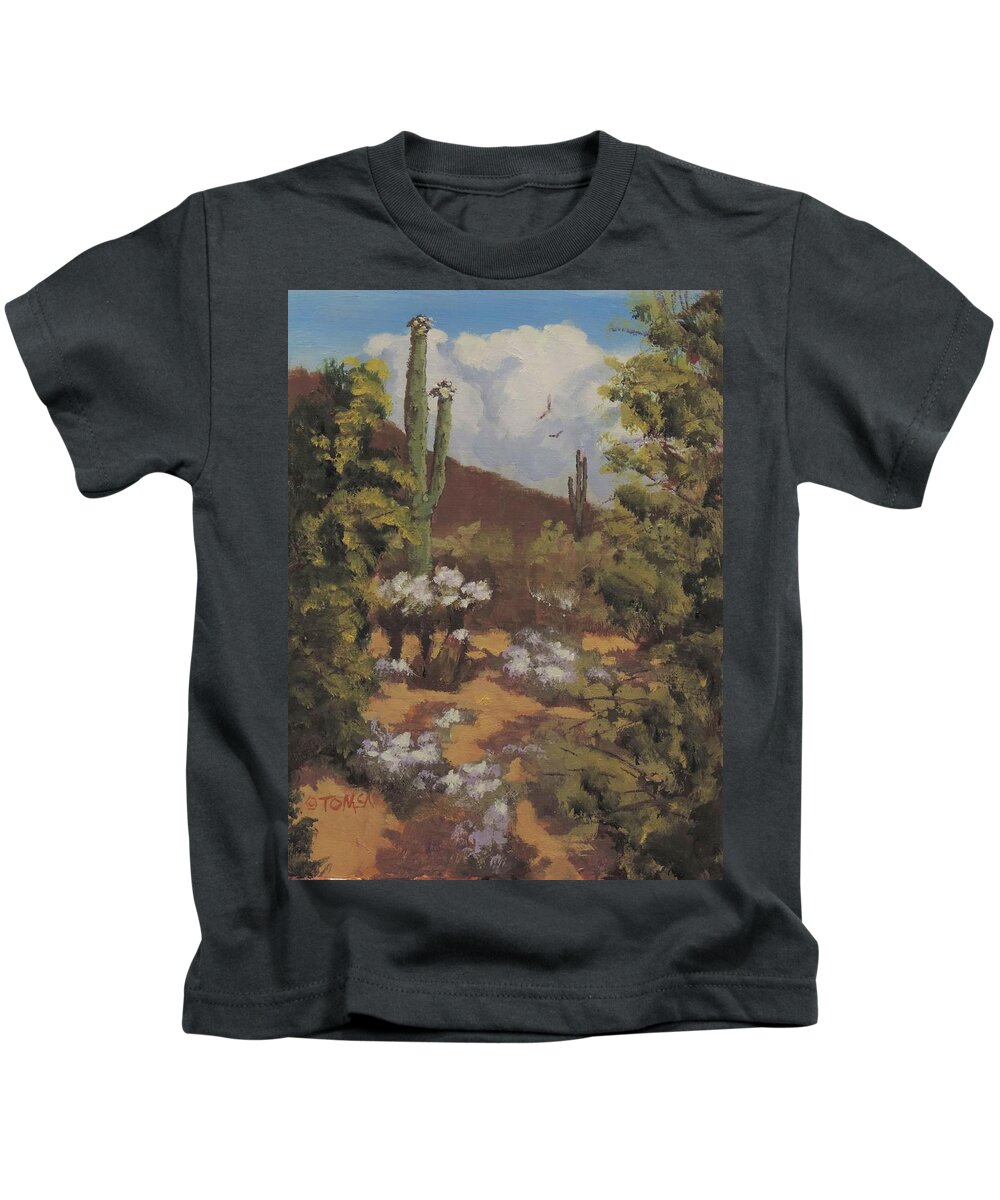 Sonoran Desert Landscape Kids T-Shirt featuring the painting Sonoran Desert Landscape by Bill Tomsa